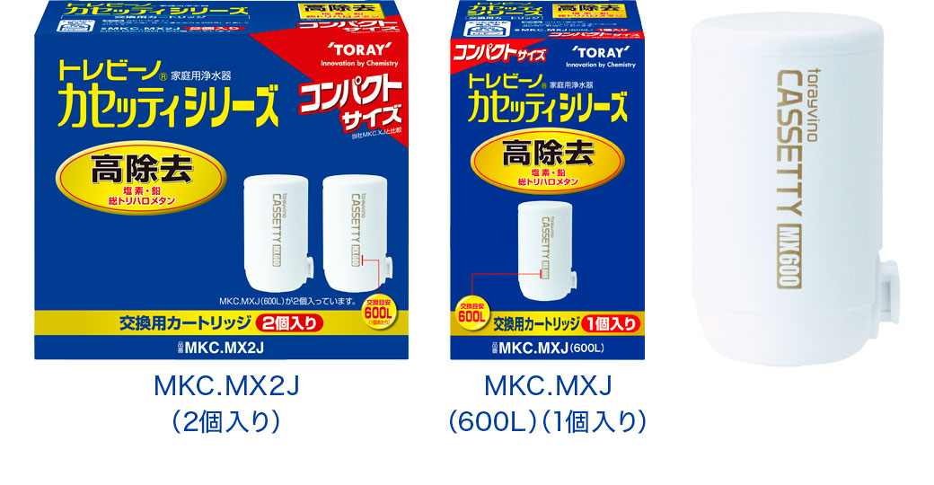 MKC.MXJ（600L）（1個入り）/MKC.MX2J（2個入り） | 蛇口直結型 カセッティ®シリーズ | 交換用カートリッジ | トレビーノ®  | TORAY