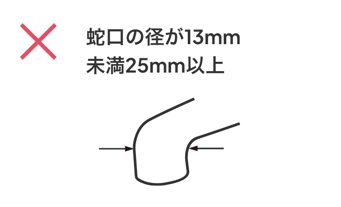 蛇口の径が13mm未満25mm以上