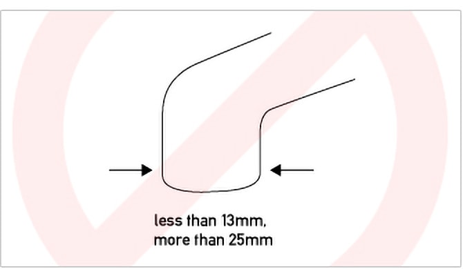 Spout diameter less than 13mm, more than 25mm